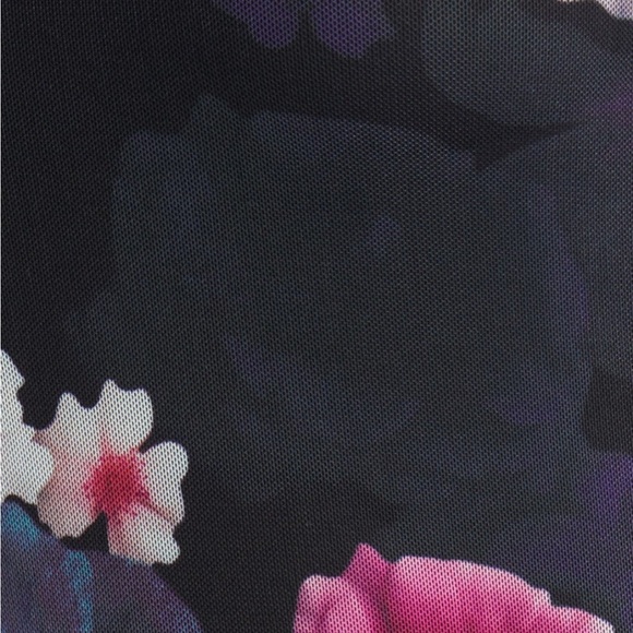 Floral Ruched Mesh Long Sleeve Midi Dress - Picture 6 of 9